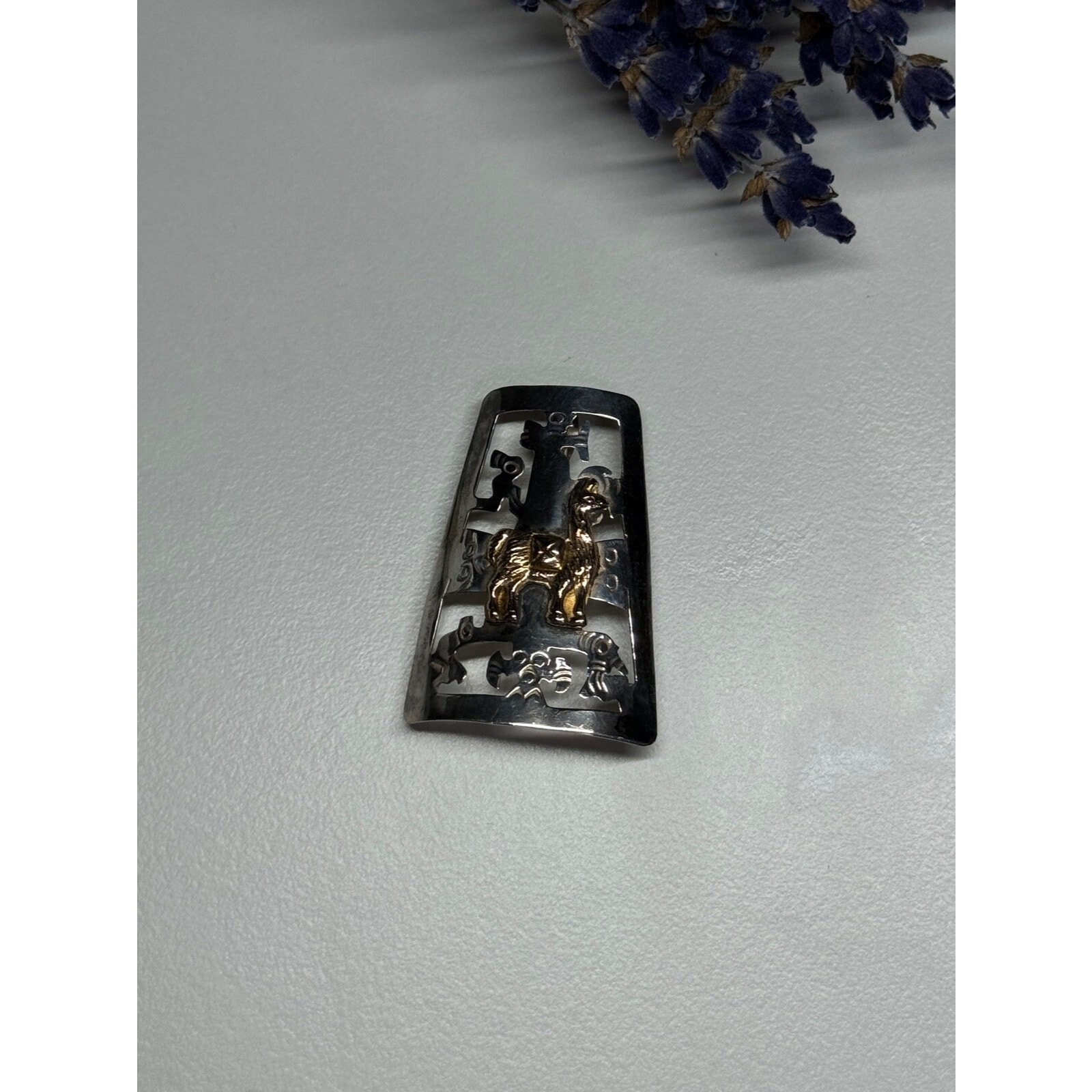 925 Sterling Silver Brooch Length 34 Mm